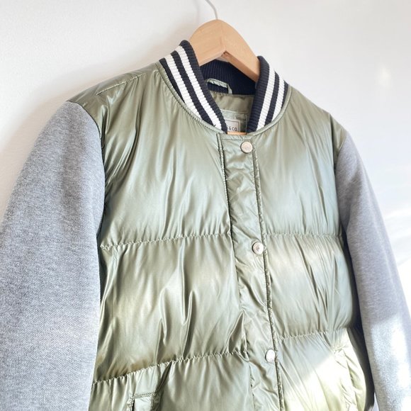 Levi's Mixed-Media Quilted Varsity Bomber Jacket, Gray/Green, Medium - Picture 3 of 13